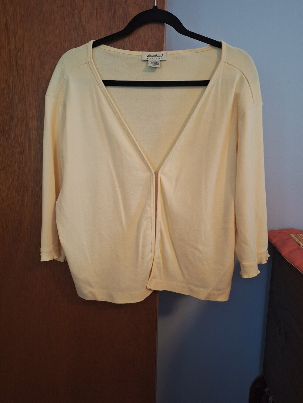 Eddie Bauer Soft Pale Yellow Lightweight Cardigan 3/4 Sleeves Women's Size XXL